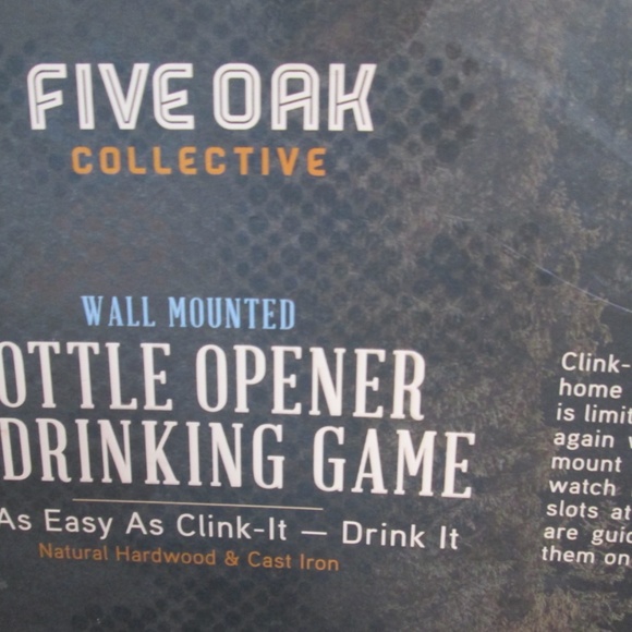 new Five Oak Collective  WALL MOUNTED Bottle Opener & Drinking Game - Picture 15 of 15